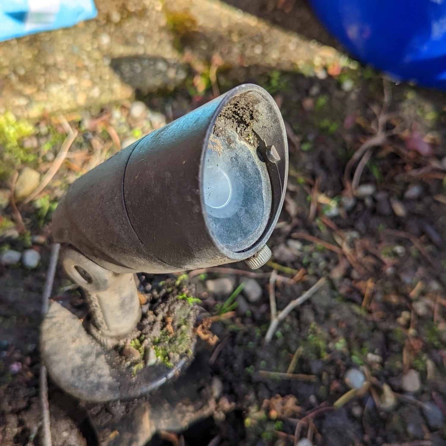 dirty landscape lighting fixture