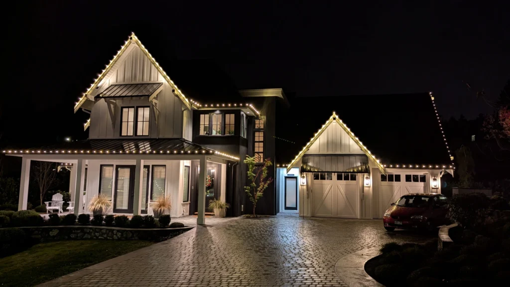 Professional Christmas light installation on a home in Victoria, BC